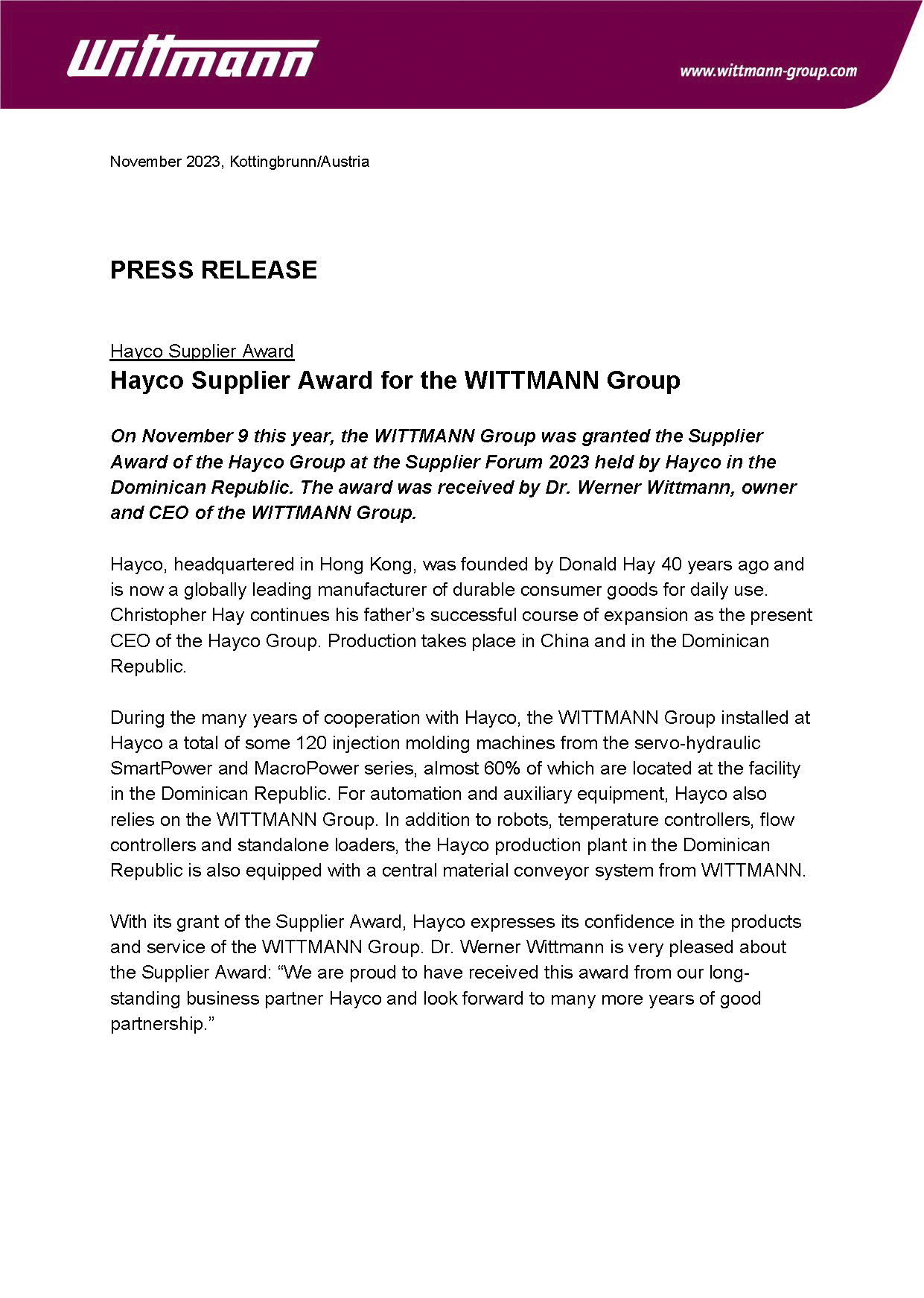Wiba-PR-17-2023_Supplier Award Hayco_en