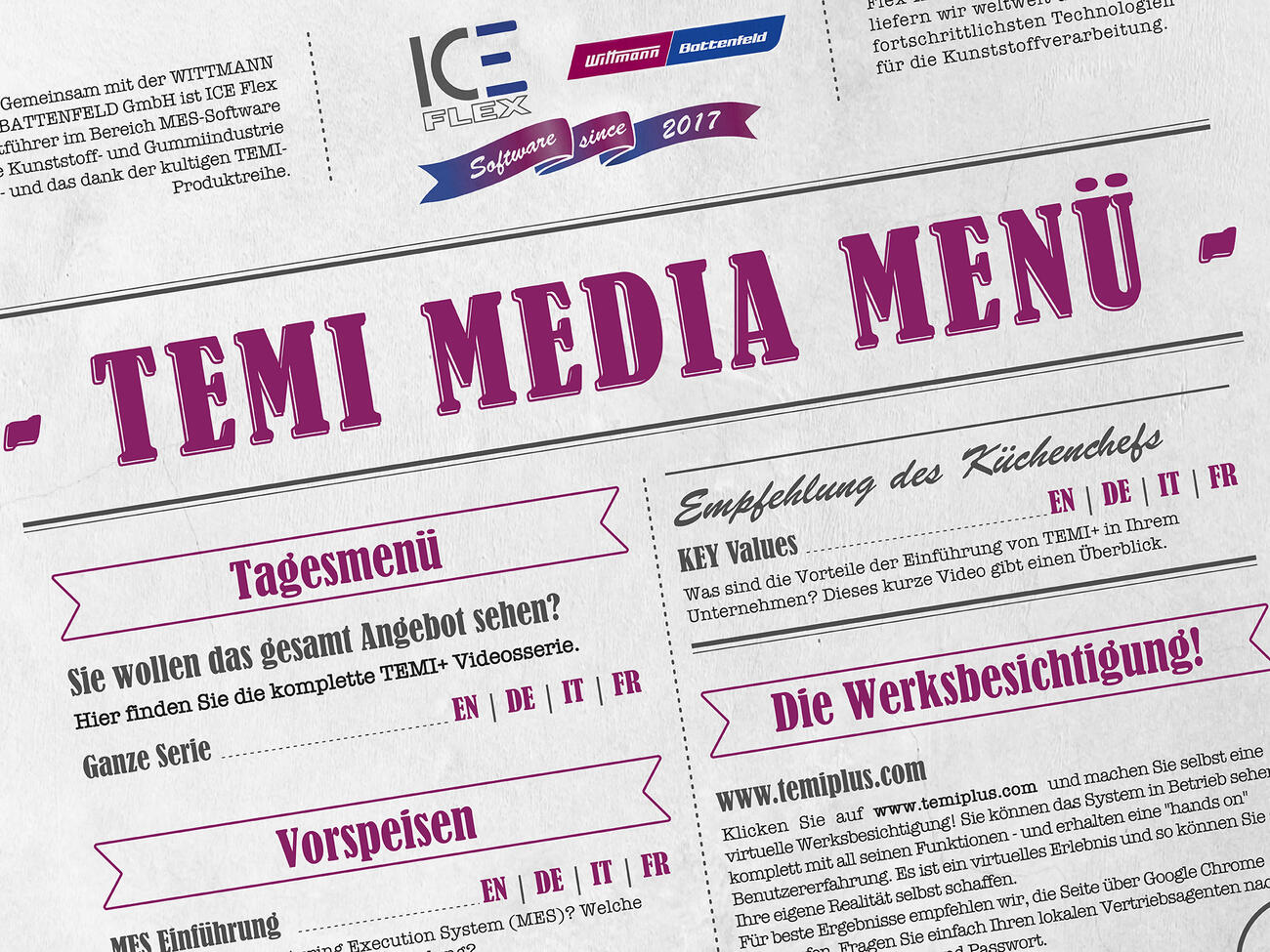 TEMI+ Media Menü